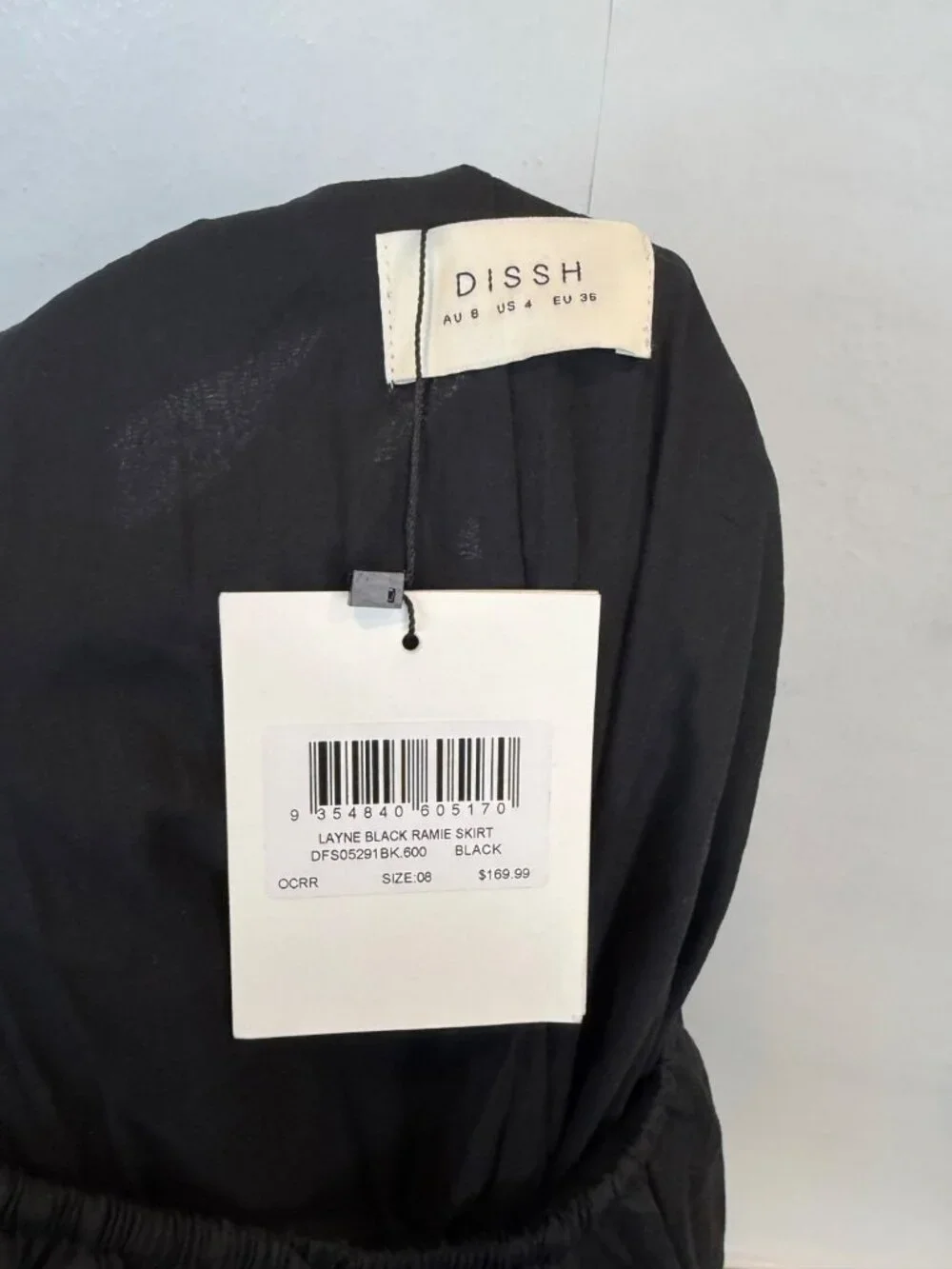 DISSH Women's Layne Black Ramie Skirt Size 4 Elastic Waist Maxi Length NWT $169 - Picture 3 of 7